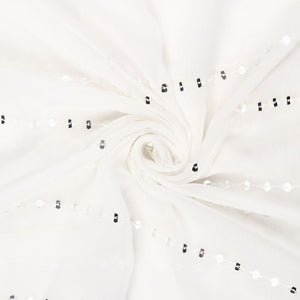 White Stripes Pattern Dyed Embroidery Sequins Chiffon Fabric