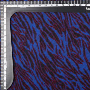 Blue And Red Abstract Pattern Digital Print Chiffon Fabric