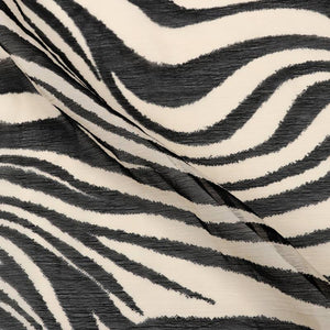 Cream And Black Animal Pattern Digital Print Chiffon Fabric