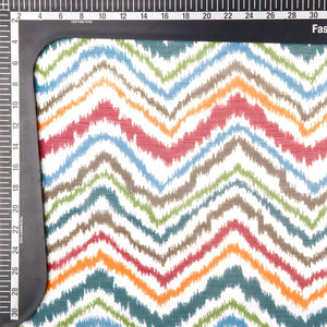 Multi Color Chevron Pattern Digital Print Silver Chiffon Fabric