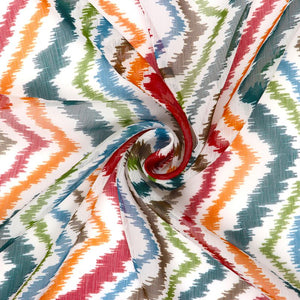 Multi Color Chevron Pattern Digital Print Silver Chiffon Fabric