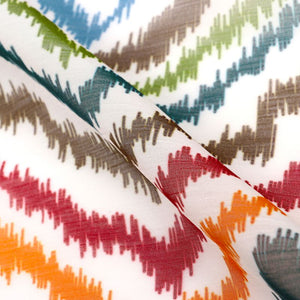 Multi Color Chevron Pattern Digital Print Silver Chiffon Fabric