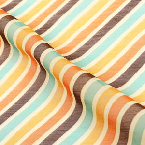 Multi Color Stripes Pattern Digital Print Silver Chiffon Fabric