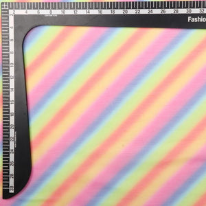 Multi Color Stripes Pattern Digital Print Silver Chiffon Fabric