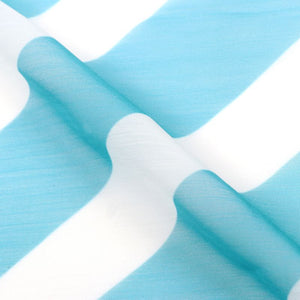 Sky Blue And White Stripes Pattern Digital Print Silver Chiffon Fabric