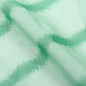 Mint Green Stripes Pattern Digital Print Silver Chiffon Fabric