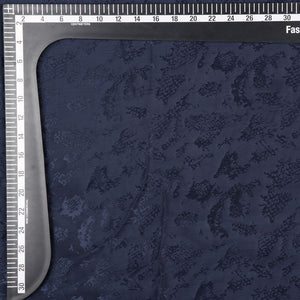 Dark Navy Blue Abstract Pattern Dyed Jacquard Crepe Fabric