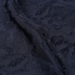 Dark Navy Blue Abstract Pattern Dyed Jacquard Crepe Fabric