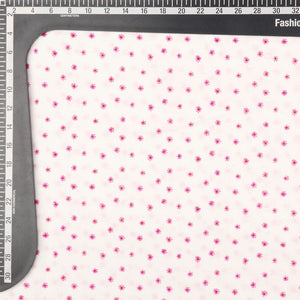 White And Dark Pink Floral Pattern Screen Print Cotton Dobby Fabric