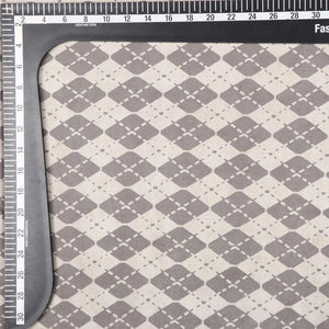 Mink Grey Geometric Natural Dye Handblock Cotton Fabric