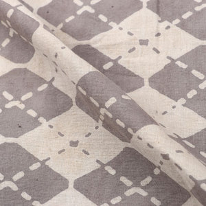 Mink Grey Geometric Natural Dye Handblock Cotton Fabric