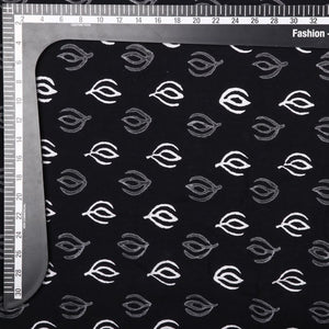 Monochrome Booti Pattern Handblock Cotton Fabric