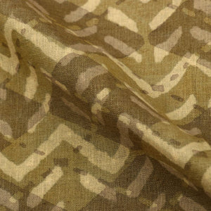 Brown And Mustard Yellow Chevron Pattern Natural Dyed Handblock Cotton Fabric