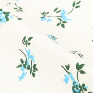 Off White And Turquoise Floral Pattern Screen Print Cotton Lycra