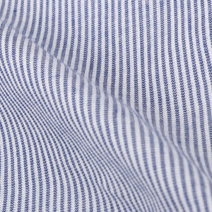 Blue And White Stripes Pattern Screen Print Cotton Fabric