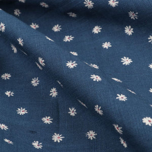 Blue And White Floral Pattern Screen Print Cotton Fabric