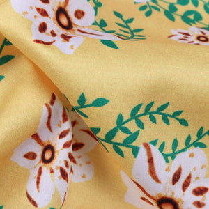 Yellow And White Floral Pattern Digital Print American Crepe Fabric