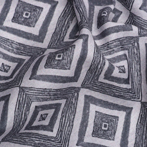 White And Black Geometric Pattern Digital Print Crepe Fabric