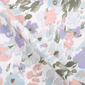 Peach And Lavender Floral Pattern Digital Print Crepe Fabric