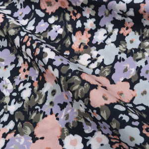 Lavender And Army Green Floral Pattern Digital Print Crepe Fabric