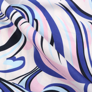 Baby Pink And Blue Abstract Pattern Digital Print Crepe Fabric