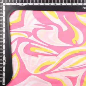 Pink And Yellow Abstract Pattern Digital Print Crepe Fabric