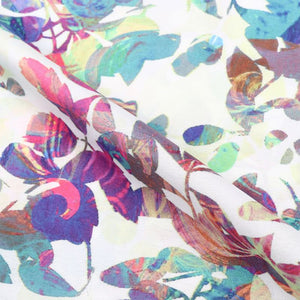 Multi Color Leaf Pattern Digital Print Crepe Fabric