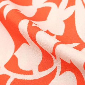 Orange And Light Beige Floral Pattern Digital Print American Crepe Fabric