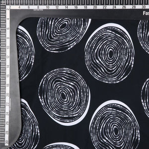 Black And  White Abstract Pattern Digital Print American Crepe Fabric