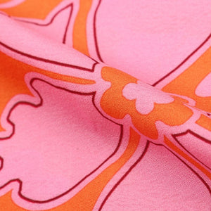 Orange And Pink Floral Pattern Digital Print American Crepe Fabric