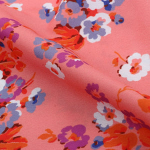 Peach And Red Floral Pattern Digital Print American Crepe Fabric