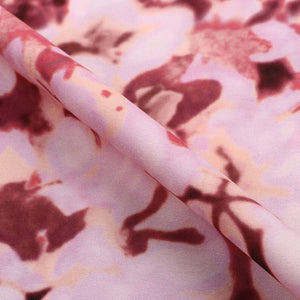 Baby Pink And Brown Floral Pattern Digital Print American Crepe Fabric