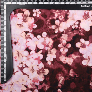 Baby Pink And Brown Floral Pattern Digital Print American Crepe Fabric