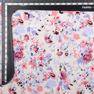 Lavender And Peachy Pink Floral Pattern Digital Print American Crepe Fabric