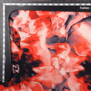 Red And Black Floral Pattern Digital Print American Crepe Fabric