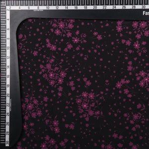 Black And Purple Floral Pattern Digital Print American Crepe Fabric