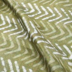 Green And White Chevron Pattern Digital Print Crepe Satin Fabric