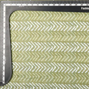 Green And White Chevron Pattern Digital Print Crepe Satin Fabric