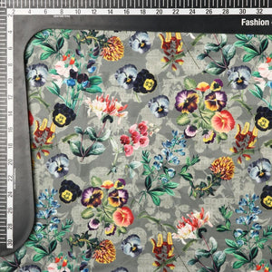 Multi Color Floral Pattern Digital Print Crepe Satin Fabric