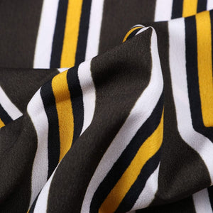 Dark Olive Green And Mustard Yellow Stripes Pattern American Crepe Fabric