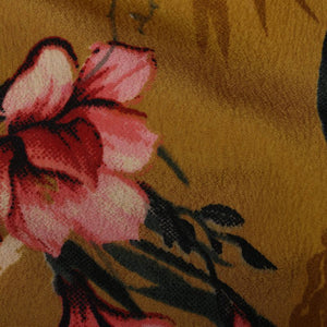 Mustard Yellow And Pink Floral Pattern Rivera Crepe Fabric