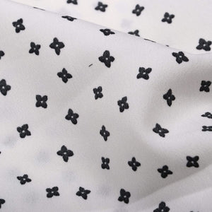 White And Black Ninja Star Pattern Screen Print American Crepe Fabric