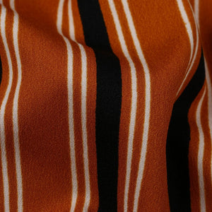 Ochre orange And Black Stripes Pattern Screen Print American Crepe Fabric