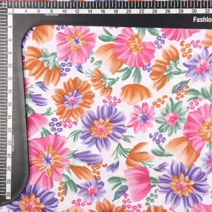 Multi Color Floral Pattern Screen Print American Crepe Fabric