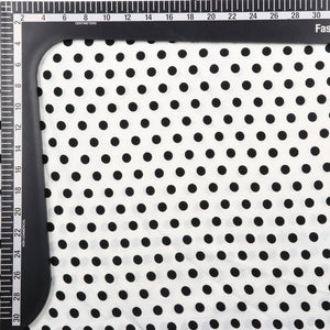 White And Black Polka Dots Pattern Screen Print Crepe Fabric