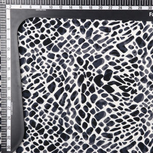 Black And White Abstract Pattern Digital Print Crepe Fabric