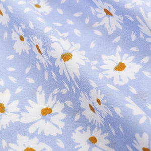 Sky Blue And White Floral Pattern Digital Print Ameican Crepe Fabric