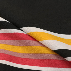 Multi Color Stripes Pattern Screen Print American Crepe Fabric