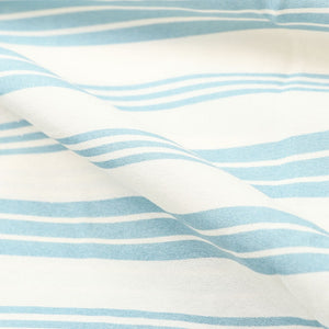 Off White And Blue Stripes Pattern Screen Print American Crepe Fabric