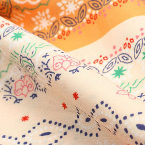 Multi Color Traditional Pattern Screen Print Crepe Fabric